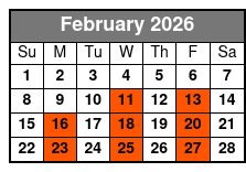 SIX Branson February Schedule