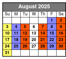 Legends in Concert Standard Seating August Schedule