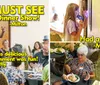 A lively dinner show scene with an engaging performer and guests enjoying their meals accompanied by positive reviews praising the food entertainment and service